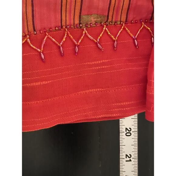 Faith by Celia Forrester 2 Piece Set Womens Small Red Patchwork Beaded Boho Y2K - Picture 5 of 9